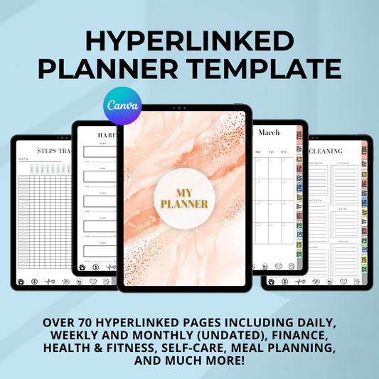Resell Hyperlinked Digital Planner Template